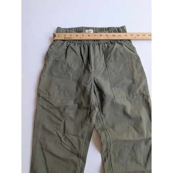 PACT Organic Cotton Hemp Pull On Khaki Green Cropped Pant Size XS Nature Outdoor - Picture 8 of 11